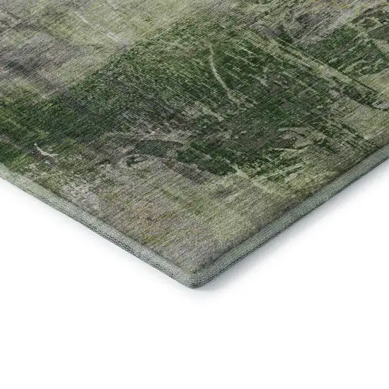 8' Sage And Ivory Abstract Washable Round Rug With UV Protection Photo 6