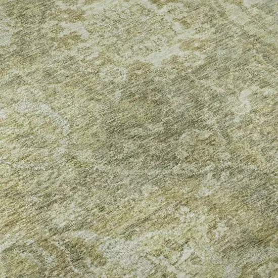 8' Sage And Ivory Damask Washable Round Rug With UV Protection Photo 8