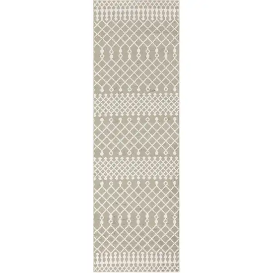 6' Sage And Ivory Geometric Runner Rug Photo 2