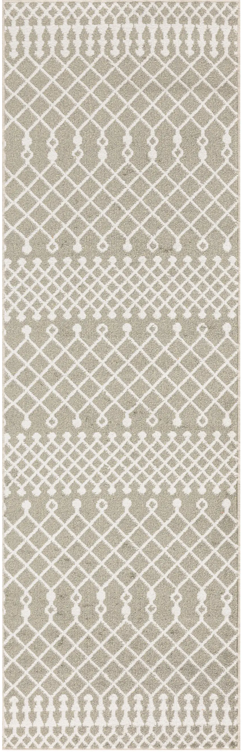 6' Sage And Ivory Geometric Runner Rug Photo 2