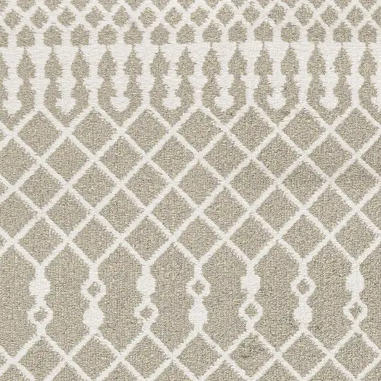 6' Sage And Ivory Geometric Runner Rug Photo 3