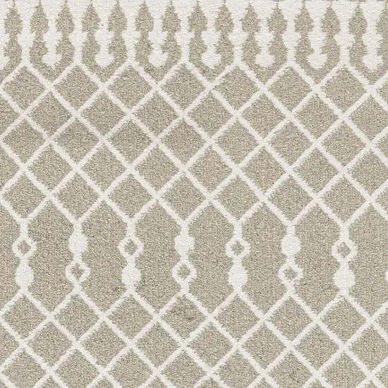 6' Sage And Ivory Geometric Runner Rug Photo 7