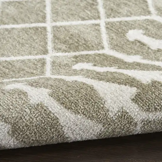 6' Sage And Ivory Geometric Runner Rug Photo 8
