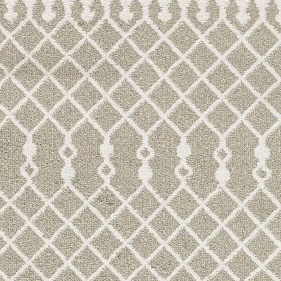 8' Sage And Ivory Geometric Runner Rug Photo 7