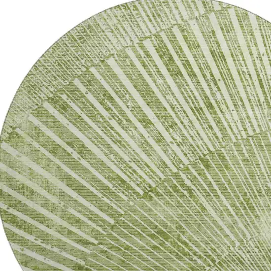 8' Sage And Ivory Geometric Washable Round Rug With UV Protection Photo 3