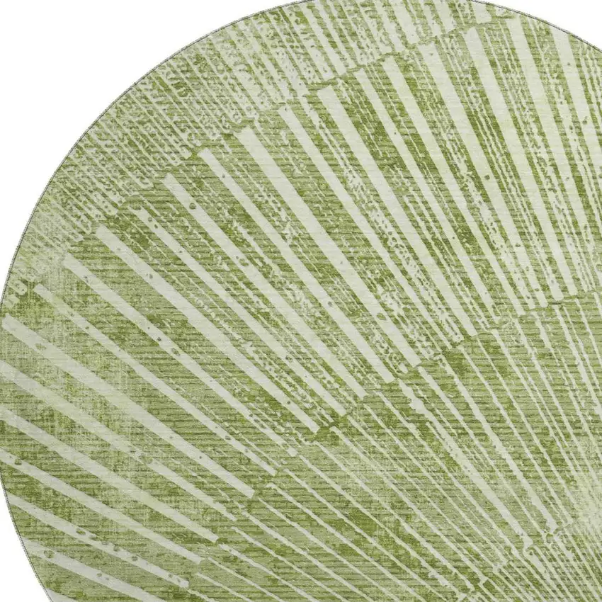 8' Sage And Ivory Geometric Washable Round Rug With UV Protection Photo 3