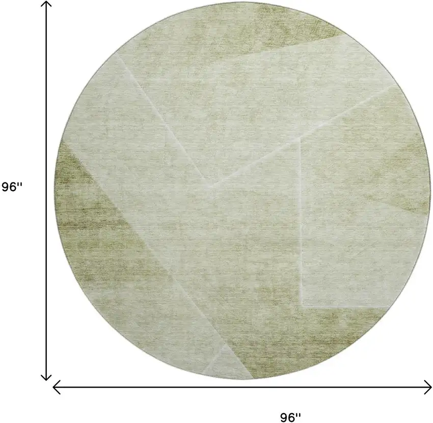 8' Sage And Ivory Geometric Washable Round Rug With UV Protection Photo 3