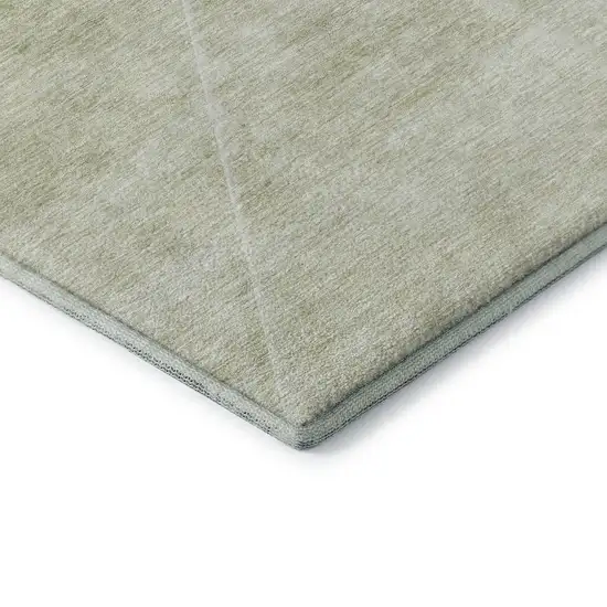 8' Sage And Ivory Geometric Washable Round Rug With UV Protection Photo 7
