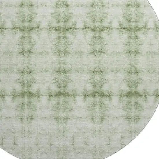 8' Sage And Ivory Geometric Washable Round Rug With UV Protection Photo 3