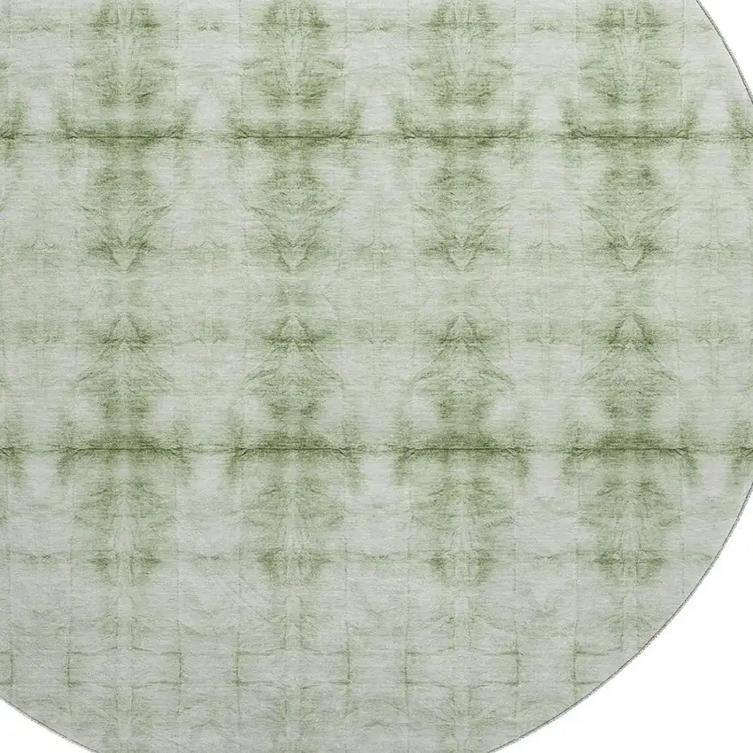 8' Sage And Ivory Geometric Washable Round Rug With UV Protection Photo 3