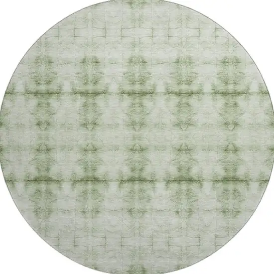 8' Sage And Ivory Geometric Washable Round Rug With UV Protection Photo 4