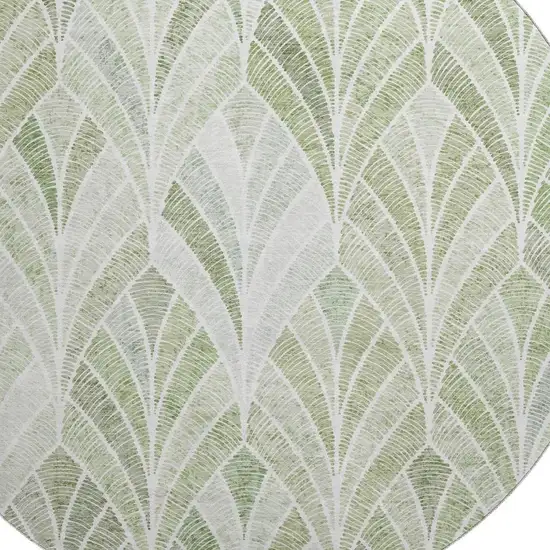 8' Sage And Ivory Geometric Washable Round Rug With UV Protection Photo 3
