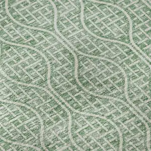 Photo of 8' Sage And Ivory Geometric Washable Round Rug With UV Protection