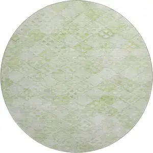 Photo of 8' Sage And Ivory Geometric Washable Round Rug With UV Protection