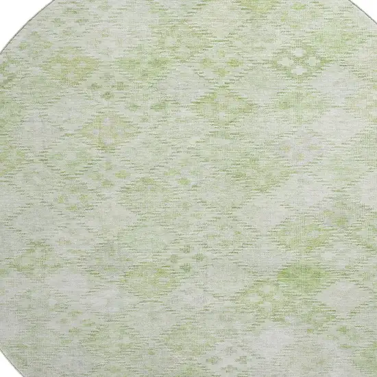 8' Sage And Ivory Geometric Washable Round Rug With UV Protection Photo 2