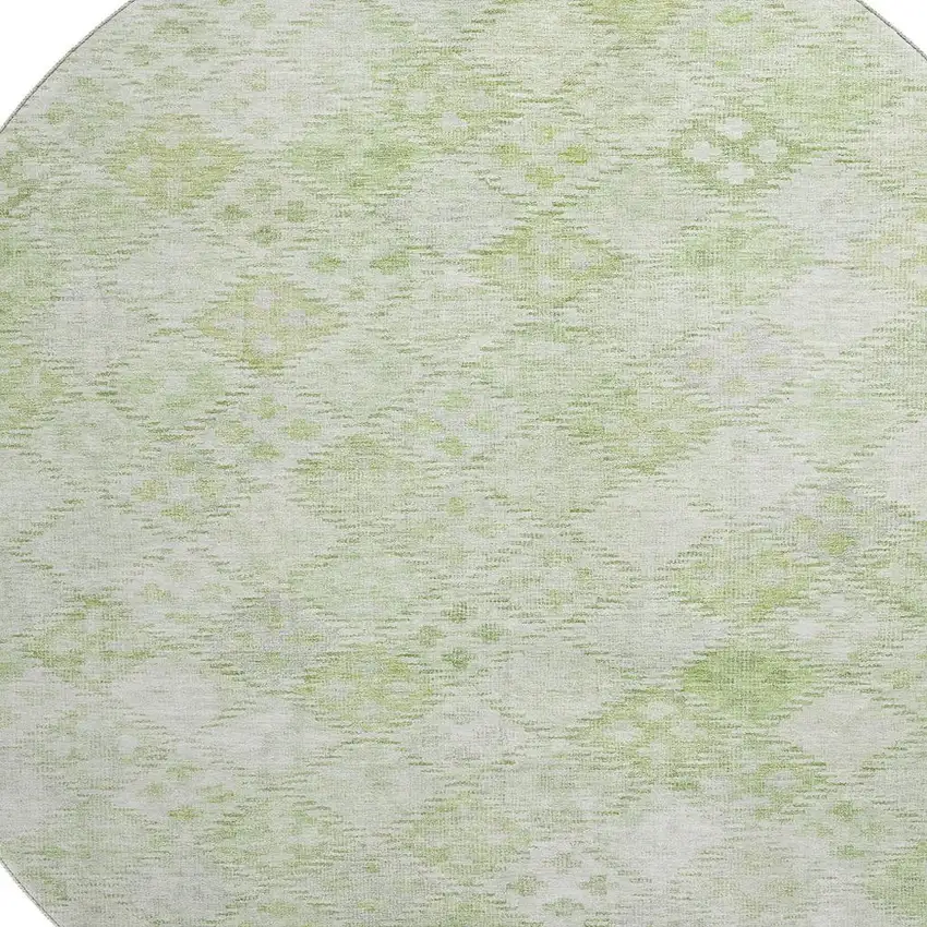 8' Sage And Ivory Geometric Washable Round Rug With UV Protection Photo 2