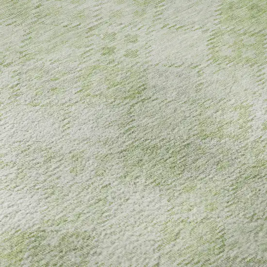 8' Sage And Ivory Geometric Washable Round Rug With UV Protection Photo 8