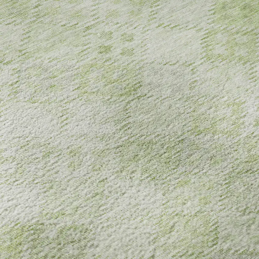 8' Sage And Ivory Geometric Washable Round Rug With UV Protection Photo 8