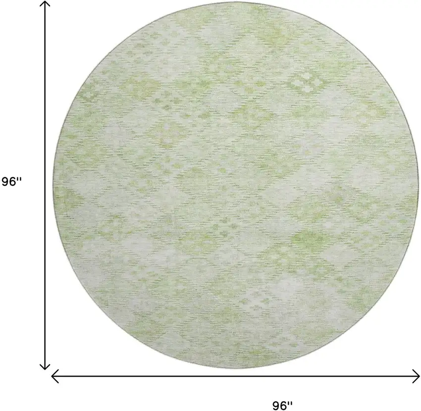 8' Sage And Ivory Geometric Washable Round Rug With UV Protection Photo 9