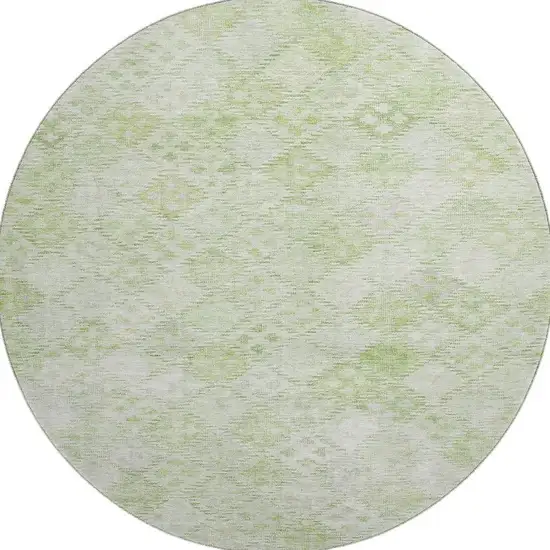 8' Sage And Ivory Geometric Washable Round Rug With UV Protection Photo 3