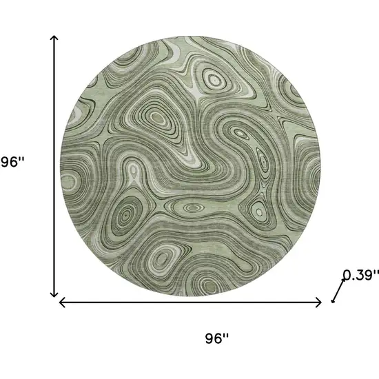 8' Sage And Ivory Geometric Washable Round Rug With UV Protection Photo 8