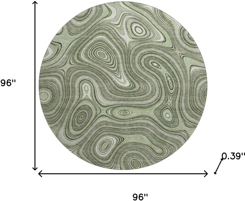 8' Sage And Ivory Geometric Washable Round Rug With UV Protection Photo 8