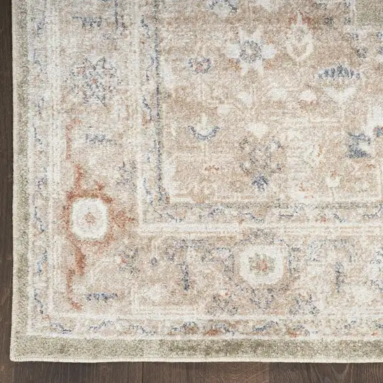 6' Sage And Ivory Oriental Distressed Runner Rug Photo 8
