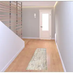 Photo of 6' Sage And Ivory Oriental Distressed Runner Rug