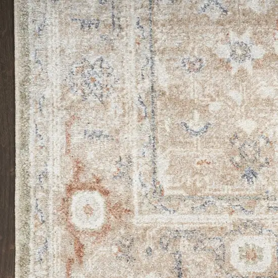 6' Sage And Ivory Oriental Distressed Runner Rug Photo 9