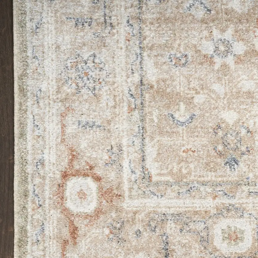 6' Sage And Ivory Oriental Distressed Runner Rug Photo 9
