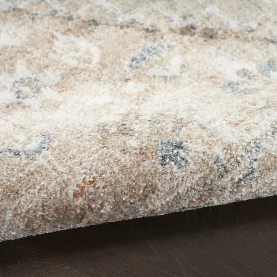 6' Sage And Ivory Oriental Distressed Runner Rug Photo 7