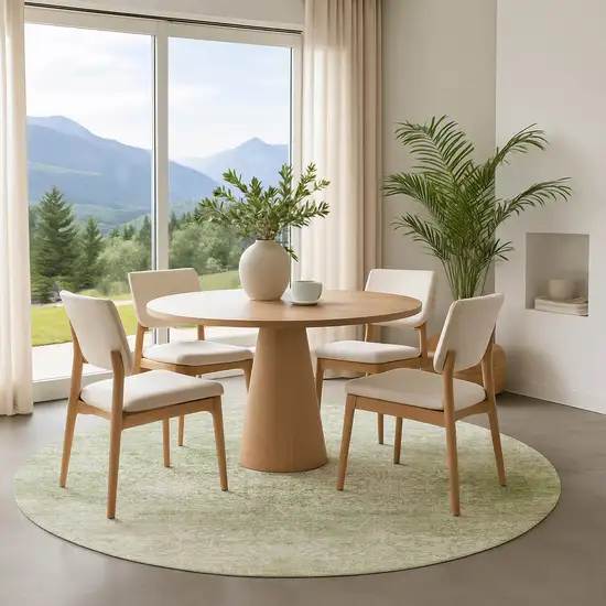 8' Sage And Ivory Oriental Washable Round Rug With UV Protection Photo 4