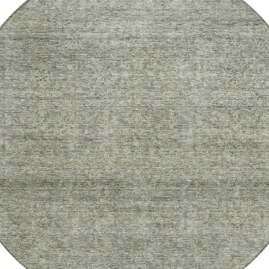 8' Sage And Ivory Round Abstract Washable Indoor Outdoor Area Rug Photo 4