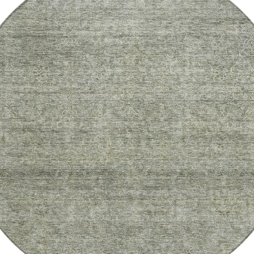 8' Sage And Ivory Round Abstract Washable Indoor Outdoor Area Rug Photo 4