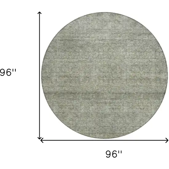 8' Sage And Ivory Round Abstract Washable Indoor Outdoor Area Rug Photo 3