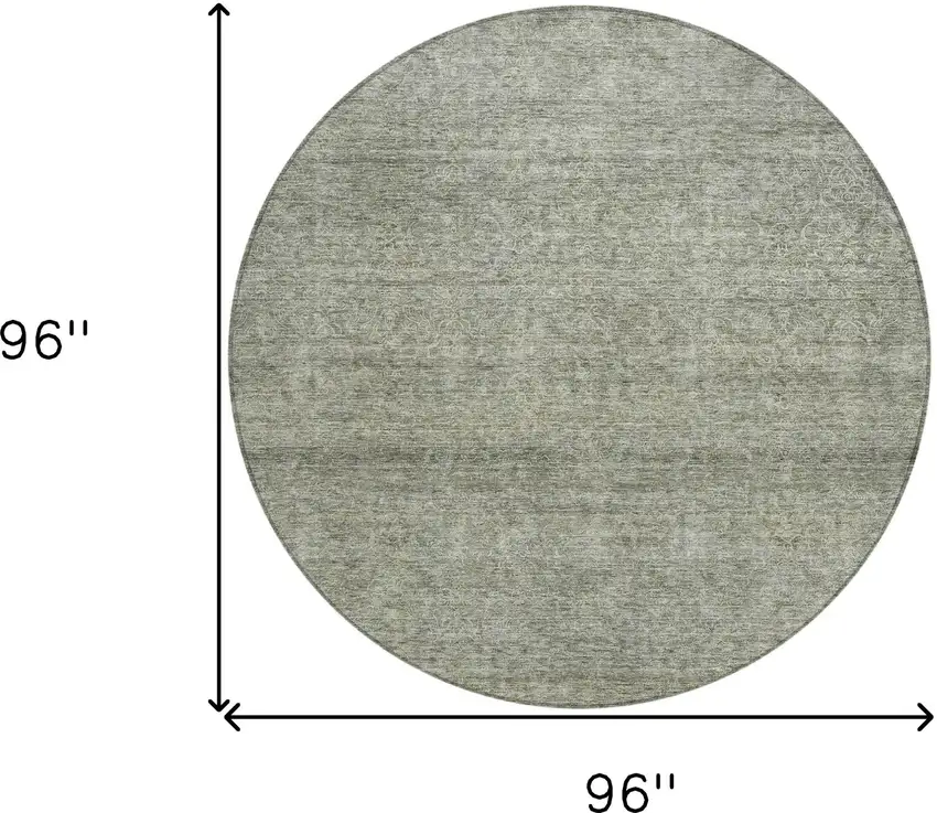 8' Sage And Ivory Round Abstract Washable Indoor Outdoor Area Rug Photo 3