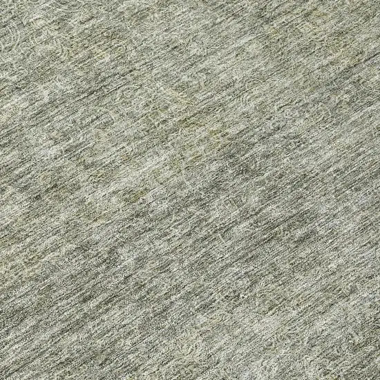 8' Sage And Ivory Round Abstract Washable Indoor Outdoor Area Rug Photo 8