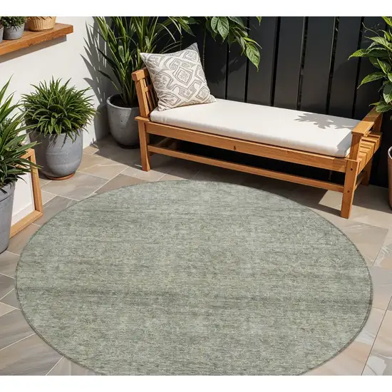 8' Sage And Ivory Round Abstract Washable Indoor Outdoor Area Rug Photo 1