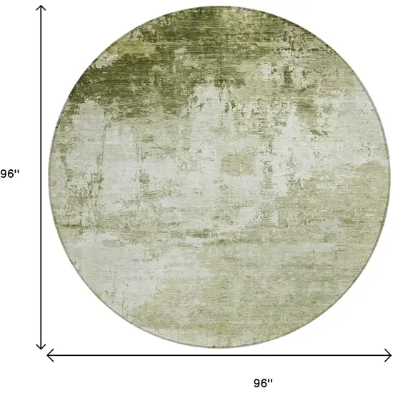 8' Sage And Ivory Round Abstract Washable Indoor Outdoor Area Rug Photo 8