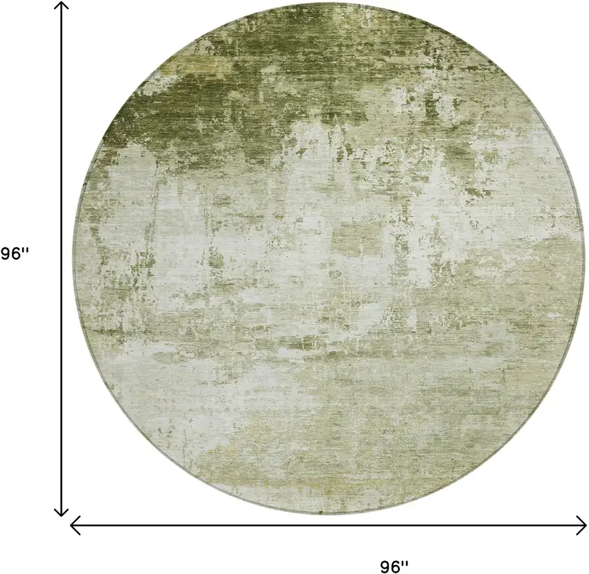 8' Sage And Ivory Round Abstract Washable Indoor Outdoor Area Rug Photo 8