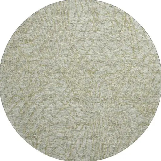 8' Sage And Ivory Round Abstract Washable Indoor Outdoor Area Rug Photo 4
