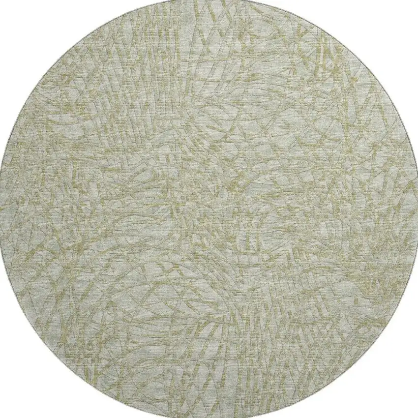 8' Sage And Ivory Round Abstract Washable Indoor Outdoor Area Rug Photo 4
