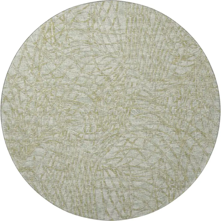 8' Sage And Ivory Round Abstract Washable Indoor Outdoor Area Rug Photo 5