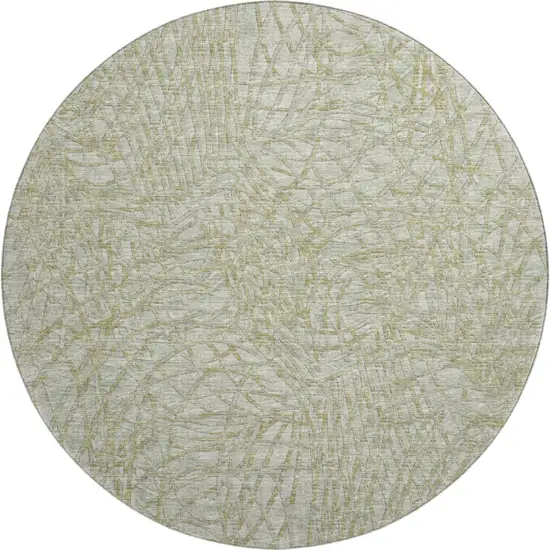 8' Sage And Ivory Round Abstract Washable Indoor Outdoor Area Rug Photo 2