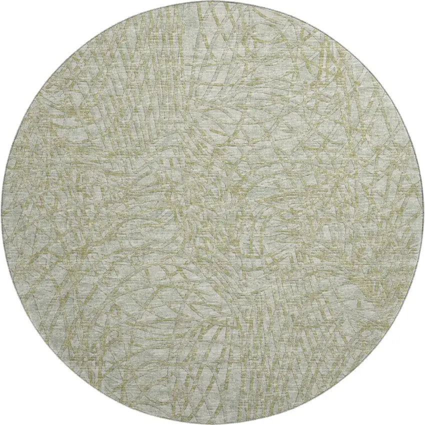 8' Sage And Ivory Round Abstract Washable Indoor Outdoor Area Rug Photo 2
