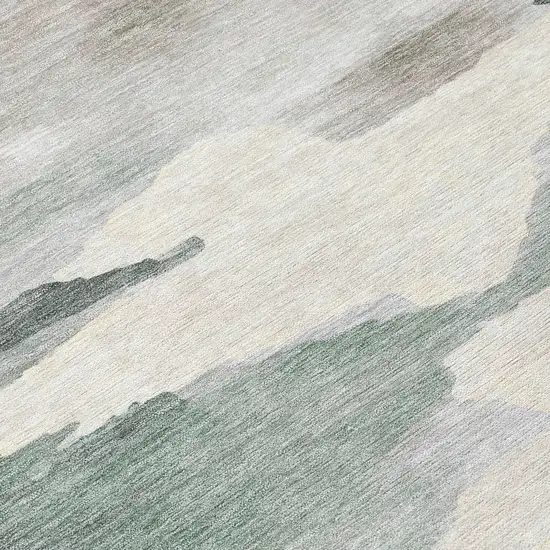 8' Sage And Ivory Round Abstract Washable Indoor Outdoor Area Rug Photo 9
