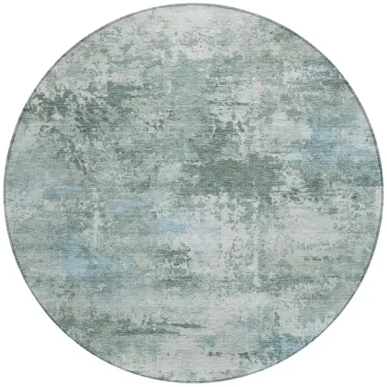 8' Sage And Ivory Round Abstract Washable Indoor Outdoor Area Rug Photo 2