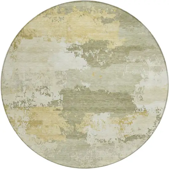 8' Sage And Ivory Round Abstract Washable Indoor Outdoor Area Rug Photo 1