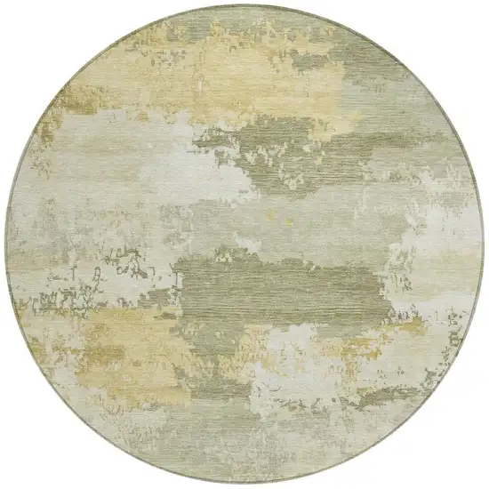 8' Sage And Ivory Round Abstract Washable Indoor Outdoor Area Rug Photo 3