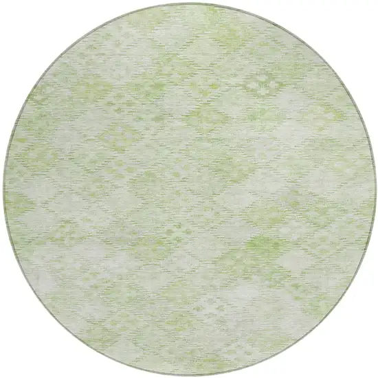 8' Sage And Ivory Round Geometric Washable Indoor Outdoor Area Rug Photo 2